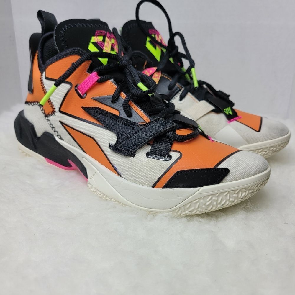 Nike Jordan Why Not Zero Mens Ivory Black Orange Fashion Sneakers Size 7